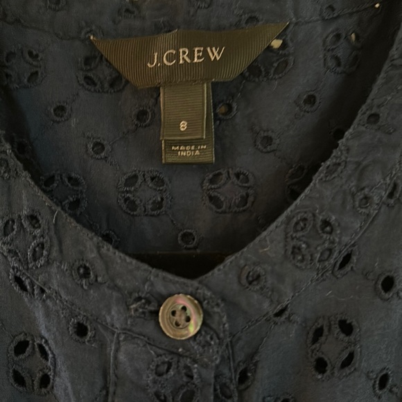 J. Crew Navy Eyelet Sleeveless Dress - Picture 3 of 7